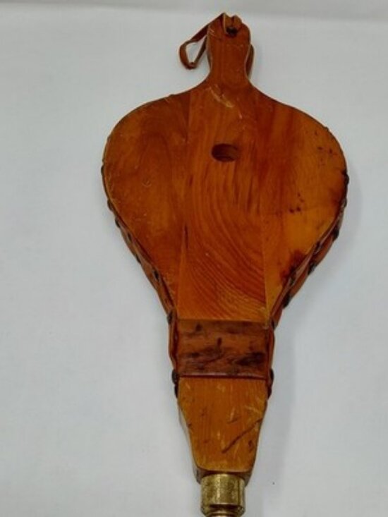 ​Vintage Hand Carved Wood Fireplace Bellows Floral Relief Leather Brass Nozzle